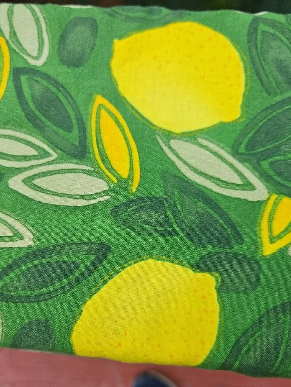 NEW Food Network Yellow Lemon Print on Green Tablecloth with Decorative Border